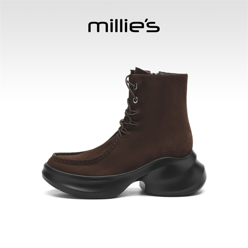 millies妙丽女鞋加绒马丁靴