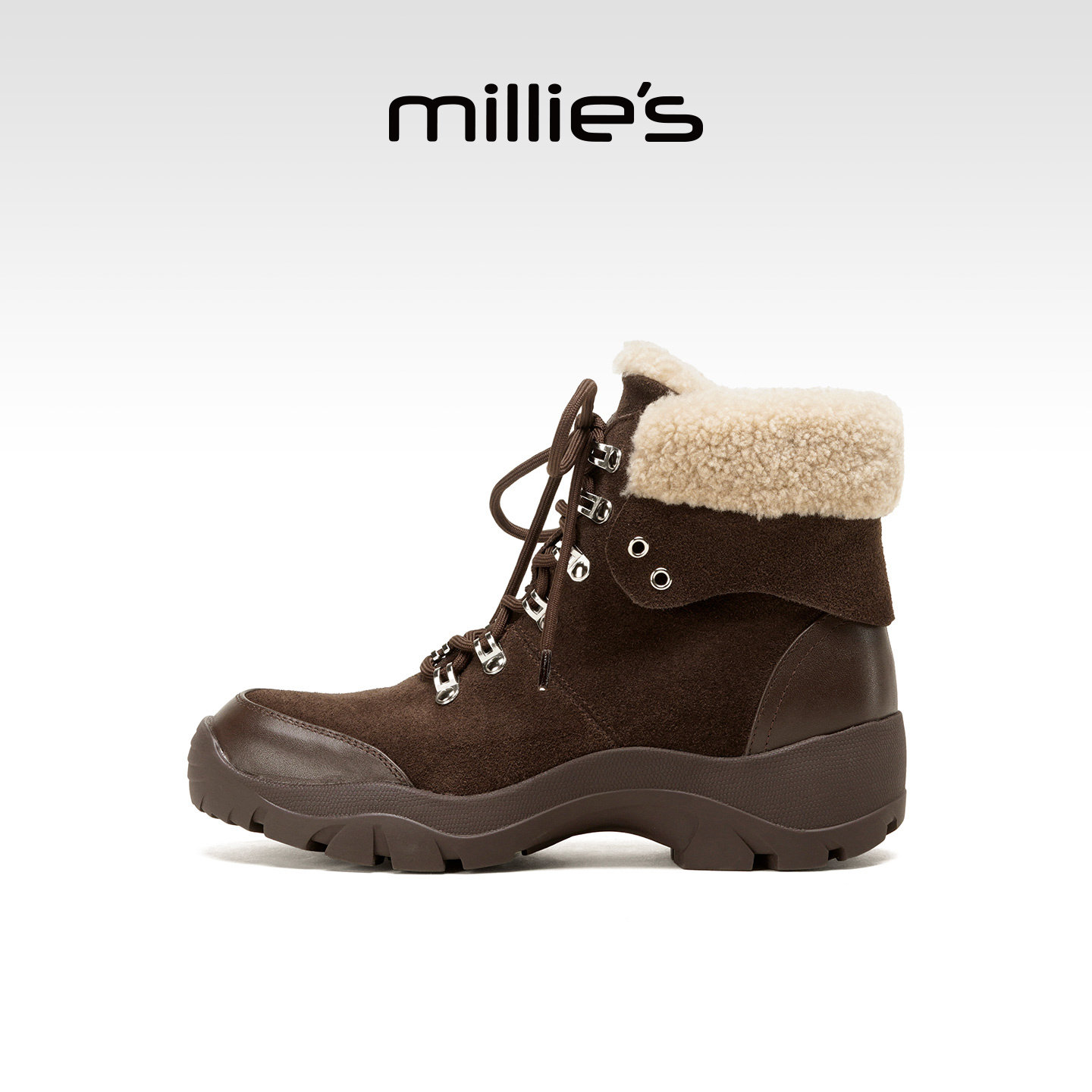 millies妙丽时尚雪地靴女加绒短筒时装靴2025冬季新款内增高靴子