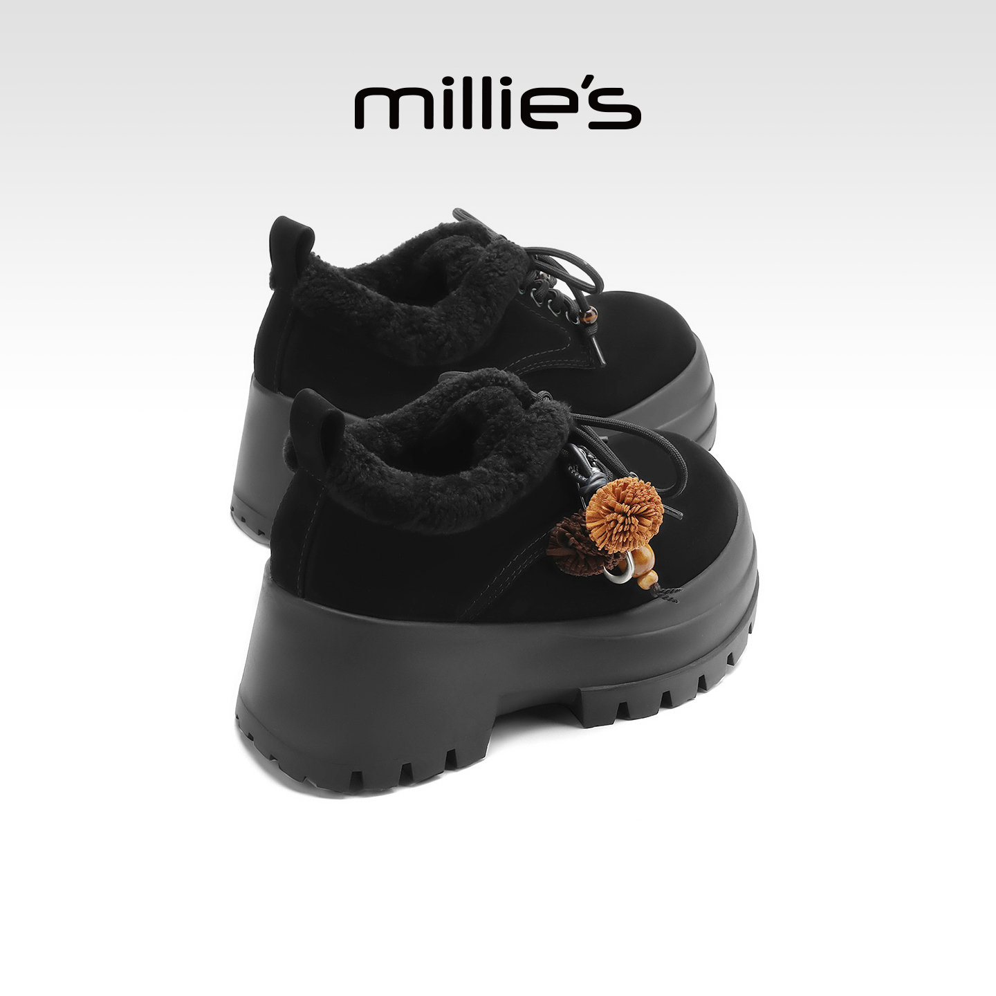 millies妙丽厚底加棉毛毛鞋