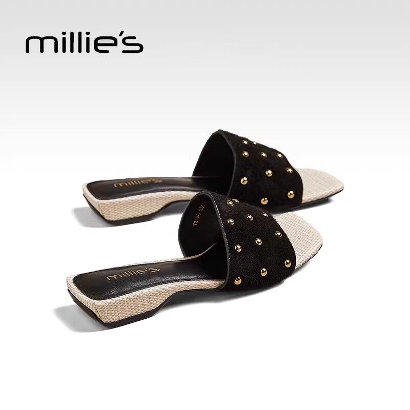 MILLIE'S/妙丽平跟一字拖鞋夏季外穿2026新款法式凉拖配裙子舒适