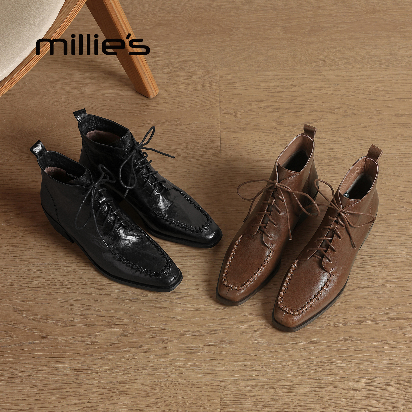 millies妙丽女鞋加绒骑士靴