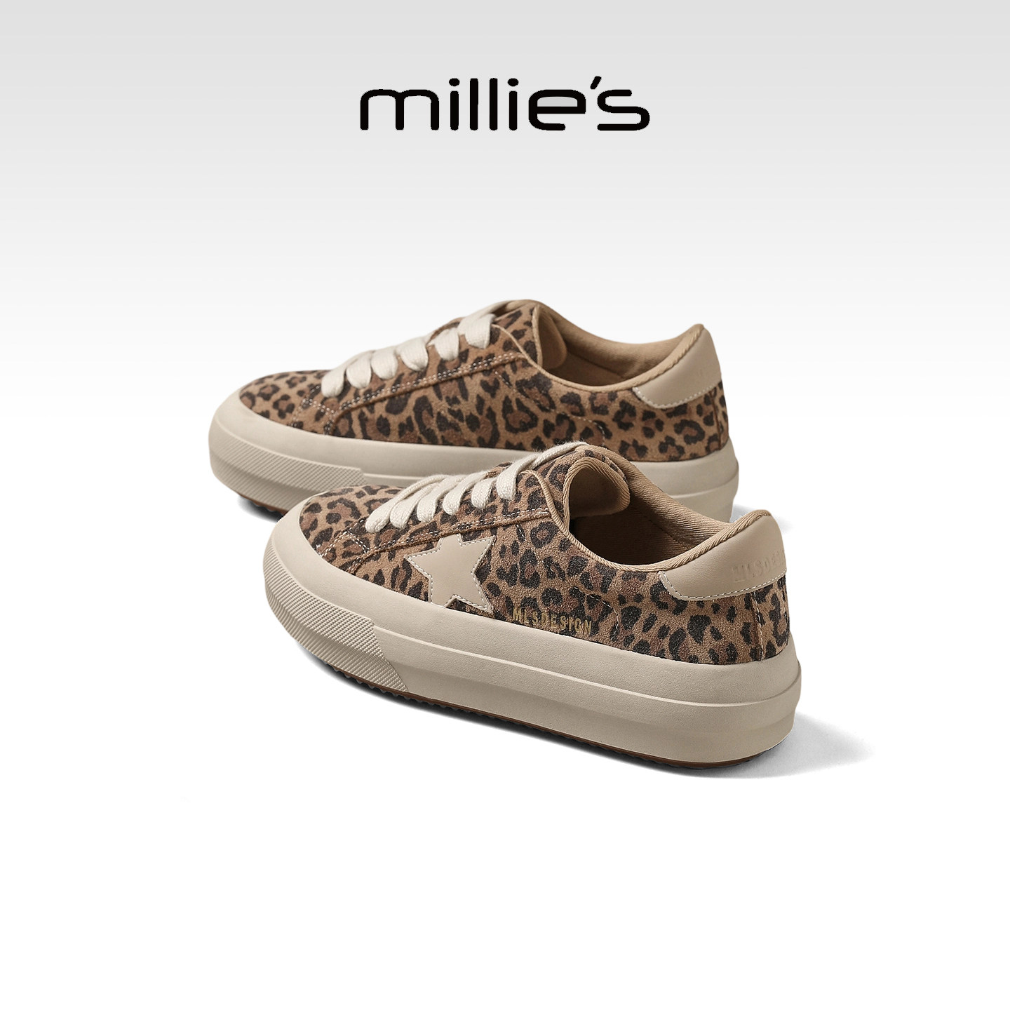 millies妙丽豹纹星星板鞋单鞋