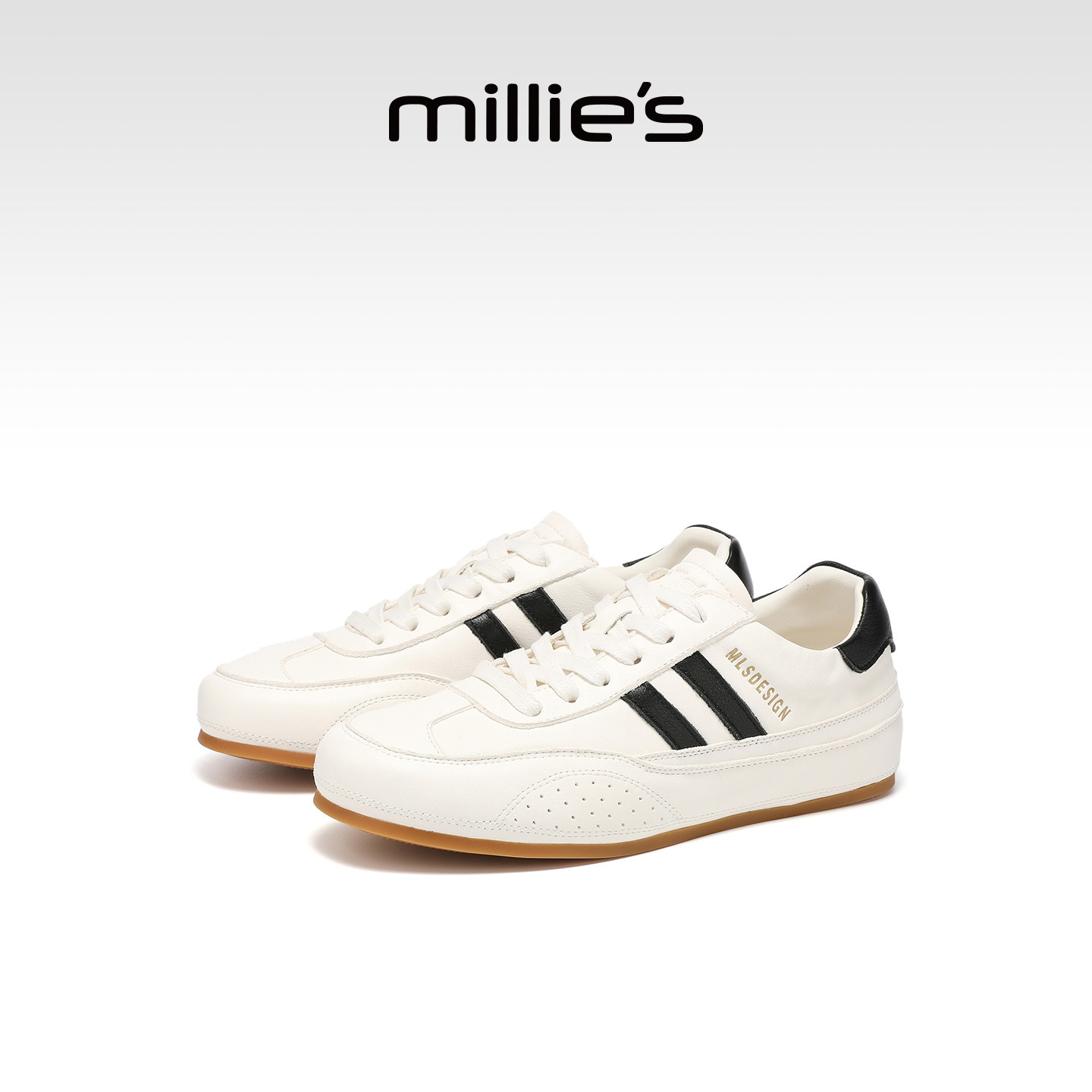 MILLIE'S/妙丽休闲风平底内增高拼色小白鞋女款板鞋2026春季新款,女鞋,深口单鞋,淘宝优惠券,粉丝福利购,淘宝优惠卷