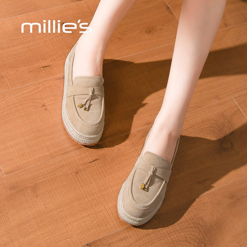 millies妙丽懒人羊皮乐福鞋单鞋