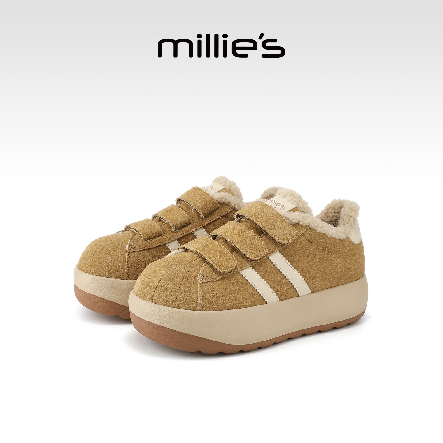 millies妙丽厚底加绒保暖棉鞋