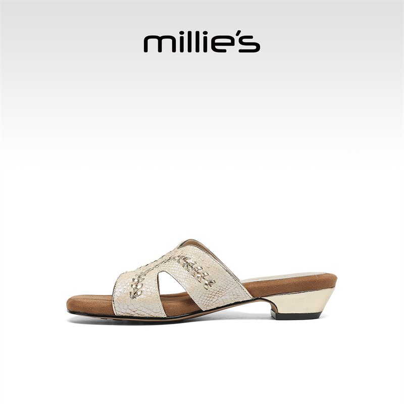 millies妙丽女鞋外穿一字拖露趾