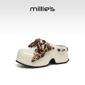 子新款 MILLIE 外穿懒人鞋 一脚蹬穆勒鞋 妙丽真皮厚底包头拖女款
