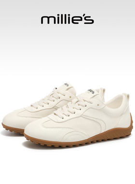 MILLIE'S/妙丽白色德训鞋女款2026新款舒适休闲运动鞋通勤阿甘鞋