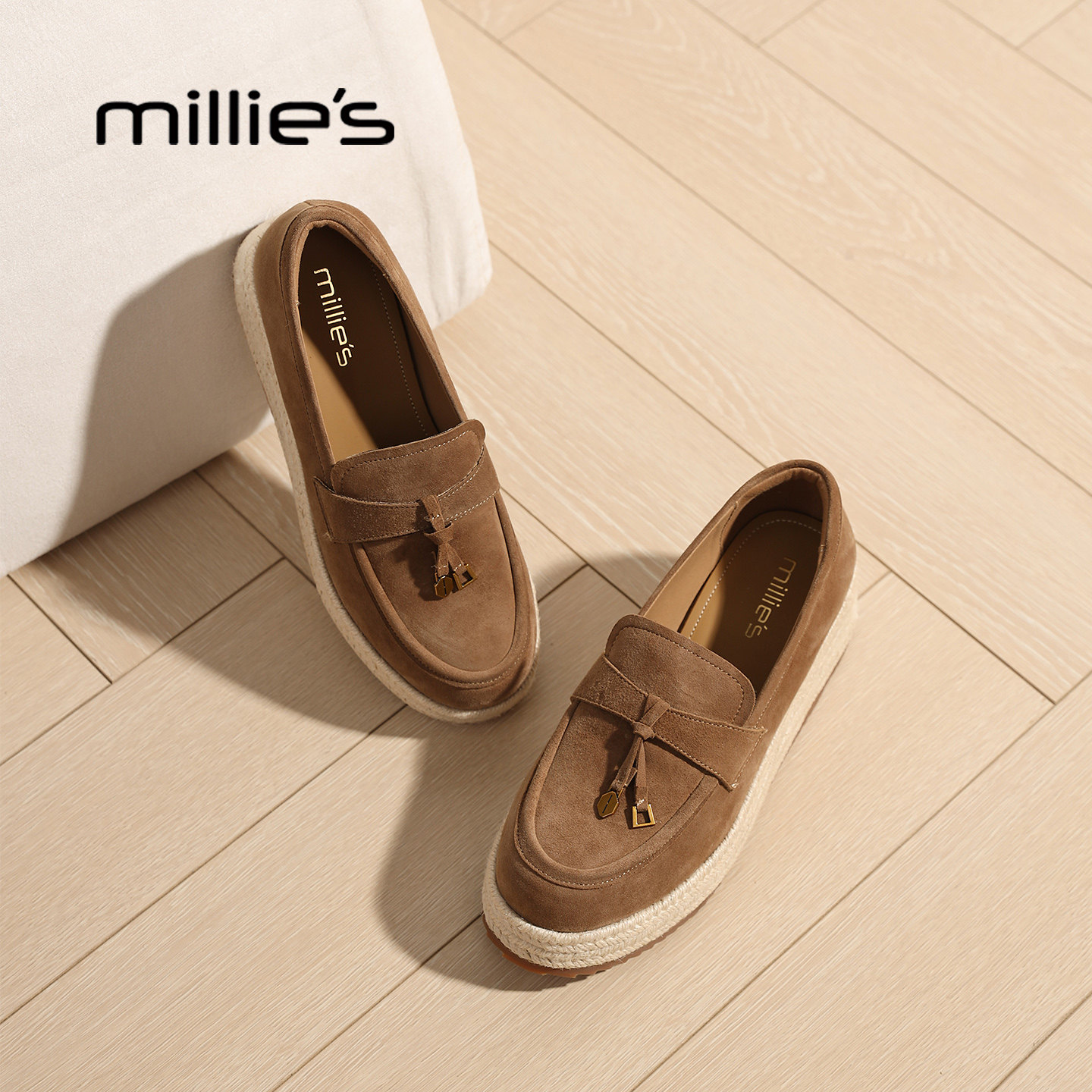 millies妙丽女鞋厚底增高豆豆鞋