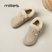2025年冬季 新款 一脚蹬加绒保暖雪地靴时尚 millies妙丽女鞋 棉鞋 女