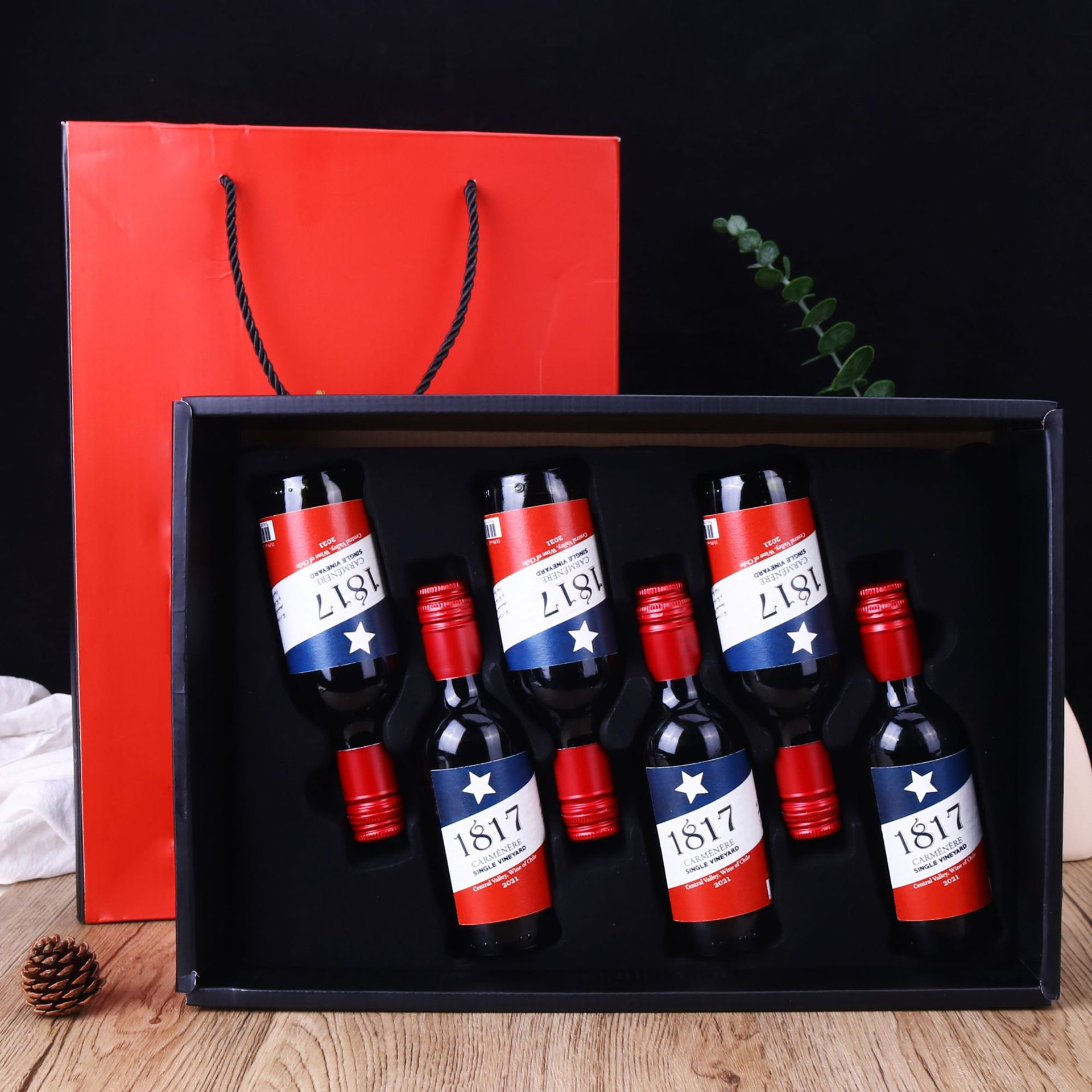 智利原瓶原装进口干红葡萄酒礼盒装6瓶红酒送礼包邮