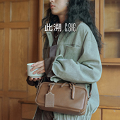 明星李梦姿娜同款 此溯头层植鞣牛皮波士顿手提斜挎单肩hobo包