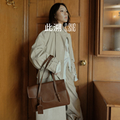 此溯头层植鞣牛皮公文包通勤单肩手提腋下hobo包复古真皮托特女包