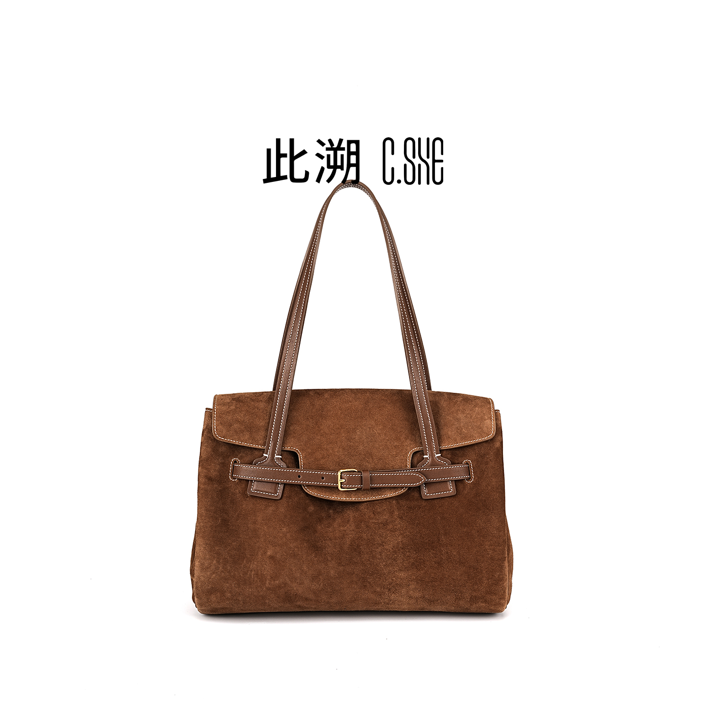 此溯手缝羊皮绒大容量男女通用新中式复古手提单肩斜跨公文包软