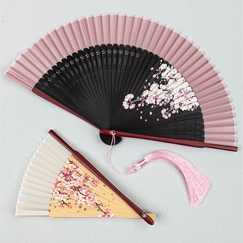 古风喷绘樱花女扇汉服旗袍舞蹈扇拍摄道具夏季日用中国古风扇子