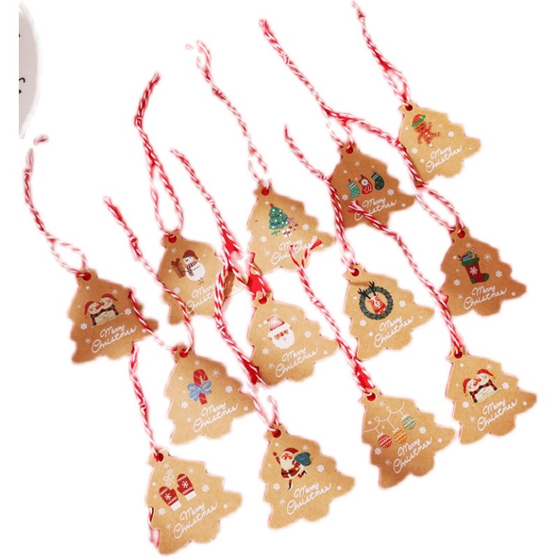 圣诞树装饰挂件祝福贺卡小吊卡圣诞装饰品圣诞节许愿挂绳小卡片