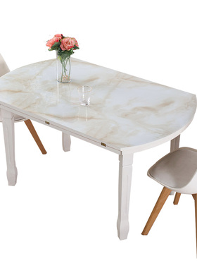 椭圆形餐桌布台布3d大理石桌垫软玻璃茶几桌布蓝色台面桌面保护膜