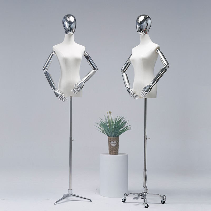 服装店女模特架子橱窗婚纱模特道具女模展示架全身半身女模电镀头