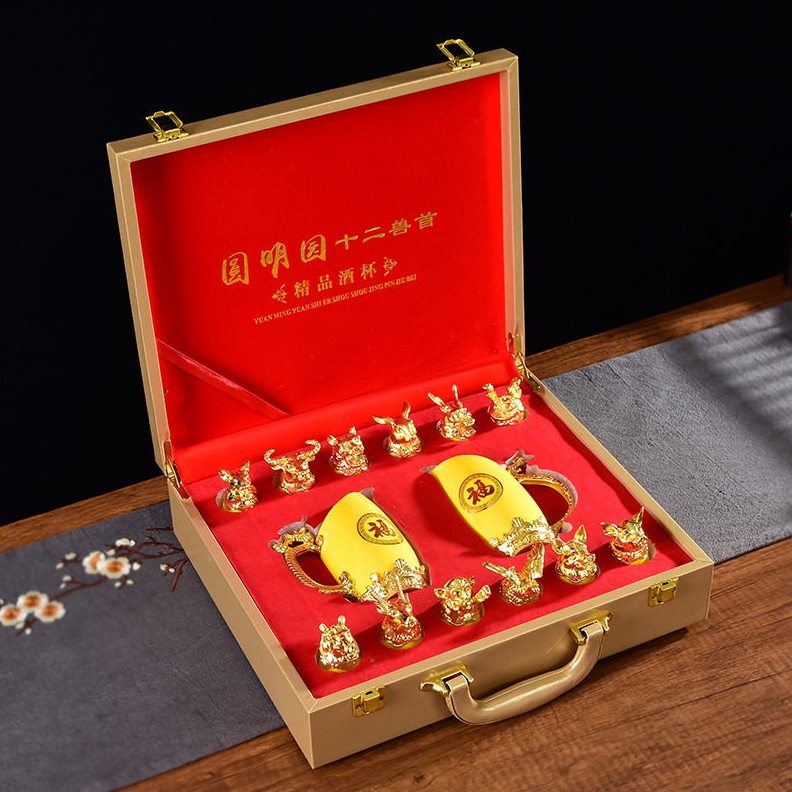 直销龙凤双壶十二生肖兽首陶瓷酒具酒杯套装礼盒白酒分酒器商务礼