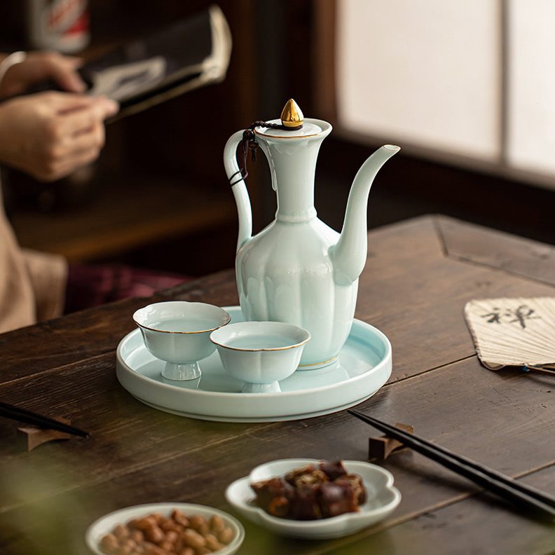 直销家用中式陶瓷温酒器复古温酒壶仿古暖酒壶烫酒壶热酒器档礼盒