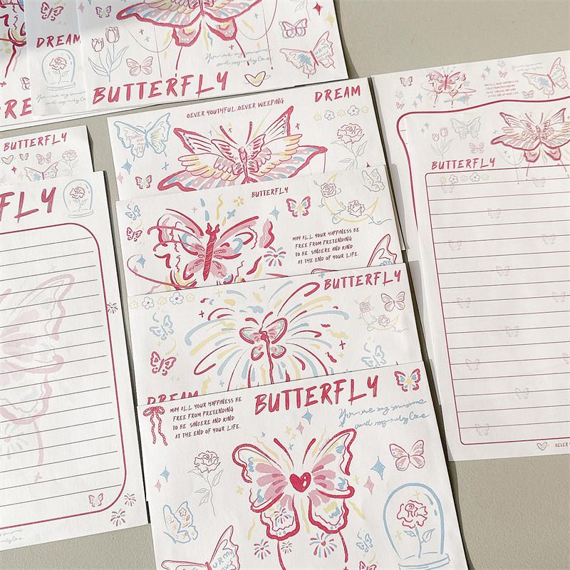 【旗舰店正品】日本线条蝴蝶高颜值ins风信封信纸套装学生毕业季手写信筏送礼物