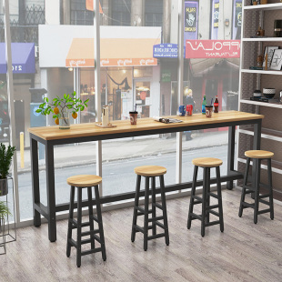 靠墙吧台桌家用简约阳台窗边桌酒吧奶茶店高N脚桌椅长条餐桌窄桌