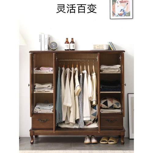 实木衣柜卧室斗柜抽屉储物柜小户型五斗柜儿童收纳衣橱挂衣柜房间