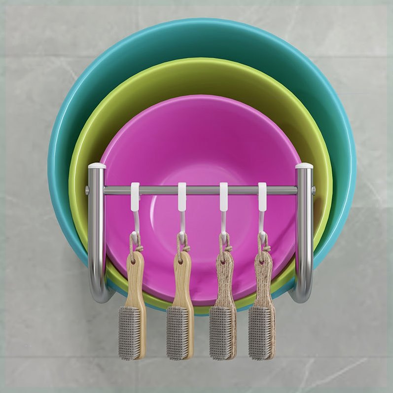 免钉厨房浴室挂洗脸盆澡盆架多功能不锈钢壁挂式卫生间置物收纳架