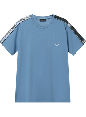 EA阿玛尼 男士可持续系列小鹰标刺绣圆领短袖T恤 211845 4R475