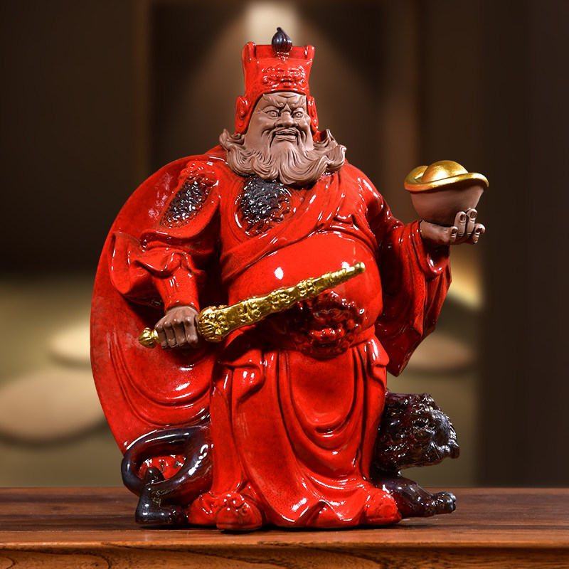 墨染留香曾国清赵公明骑虎武财神像摆件招财纳福供奉家居装饰摆设