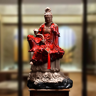 曾国清陶瓷如意观音菩萨佛像摆件家居门厅风南海观音菩萨家用摆件