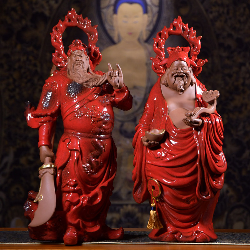 曾国清文武财神关公财神爷关二爷像关羽神像店铺家居招财工艺摆件