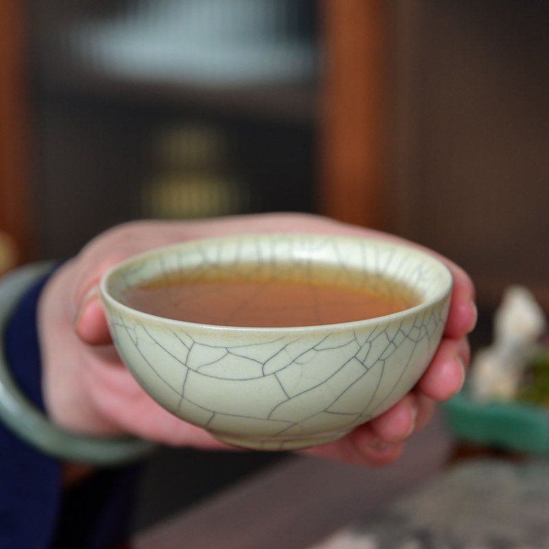 墨染留香青瓷传世哥窑主人杯陶瓷品茗杯功夫茶具茶杯单个茶碗礼品