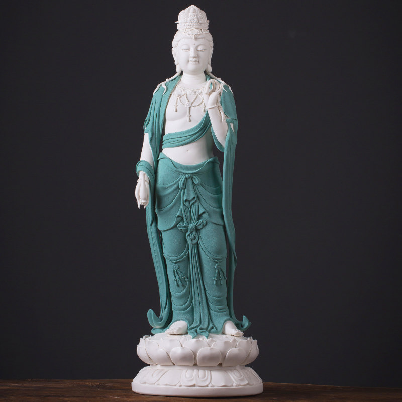墨染留香祥和观音陶瓷观世音佛像雕塑工艺品客厅会所禅意摆件