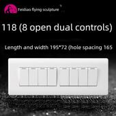 飞雕118型八开双控开关8位双联8开八控面板家用墙壁长方形单联