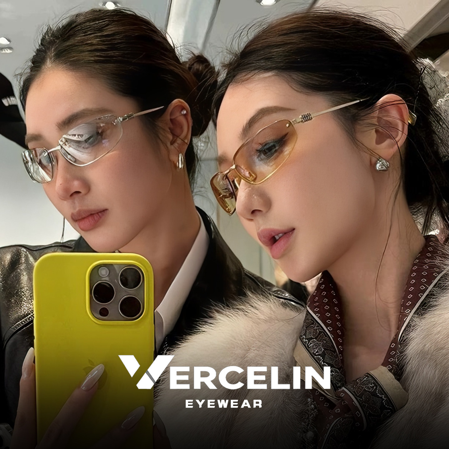 复古Y2K无框墨镜女高级感方圆脸显瘦防紫外线无边框太阳眼镜潮酷