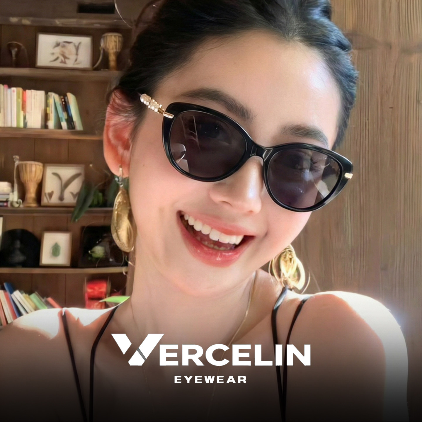 复古港风大框猫眼墨镜女高级感适合方圆脸2026新偏光太阳眼镜近视