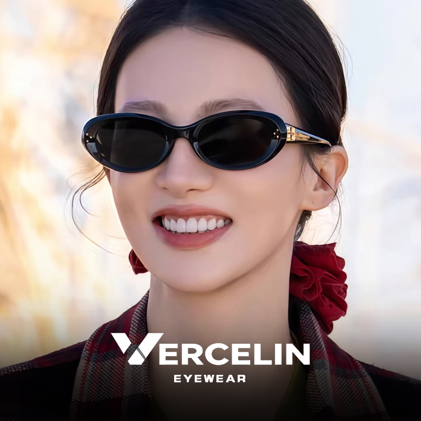 现在就出发金晨同款复古猫眼墨镜女高级感2025新款近视可配带度数