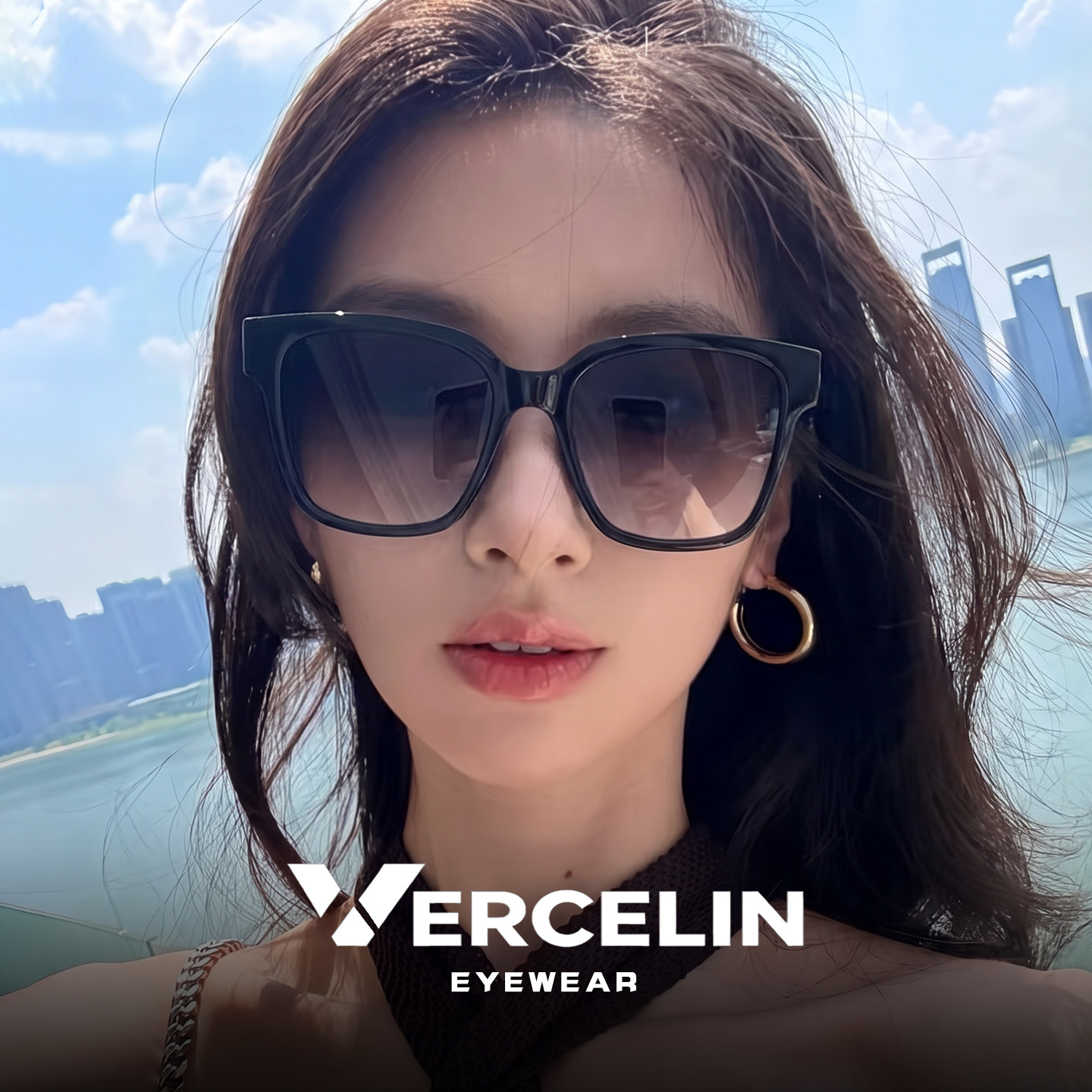 复古渐变色大框墨镜女2026新款高级感方圆脸防紫外线太阳眼镜近视