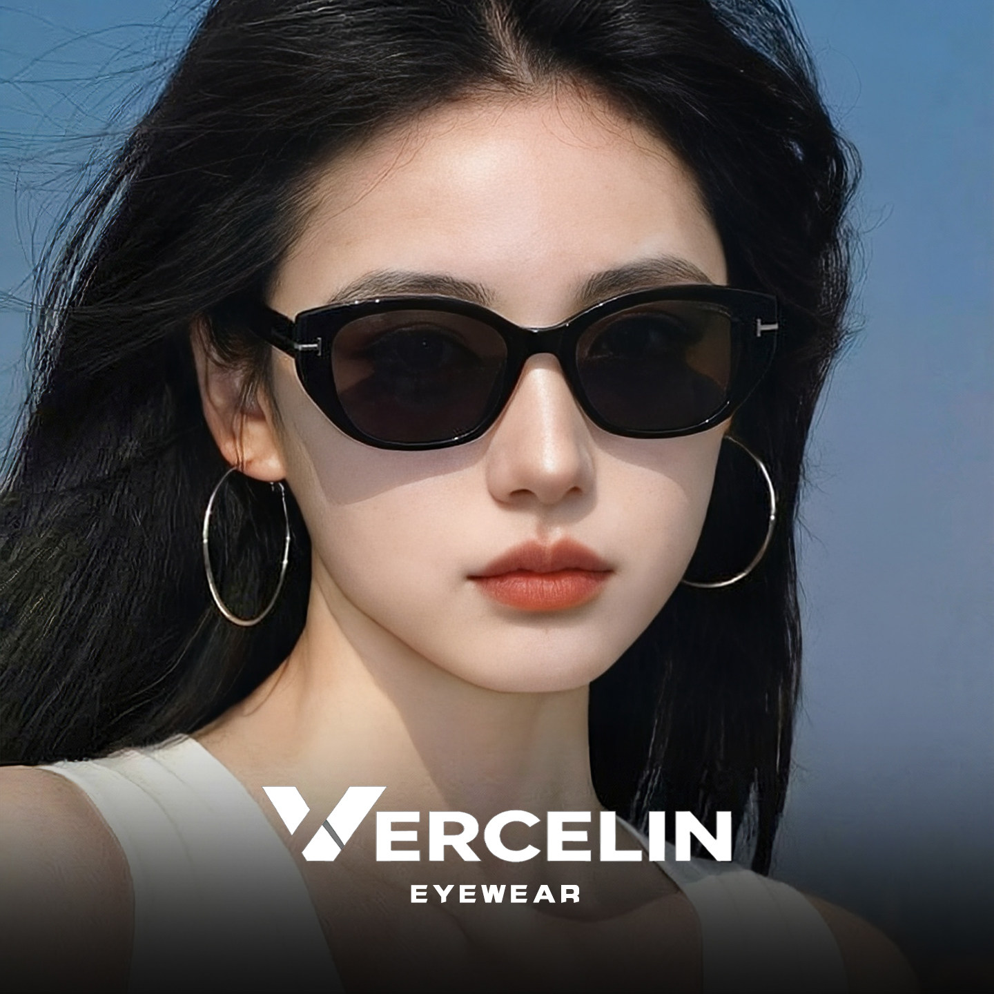 复古猫眼偏光墨镜女款高级感适合方圆脸古早感眼镜近视可配带度数