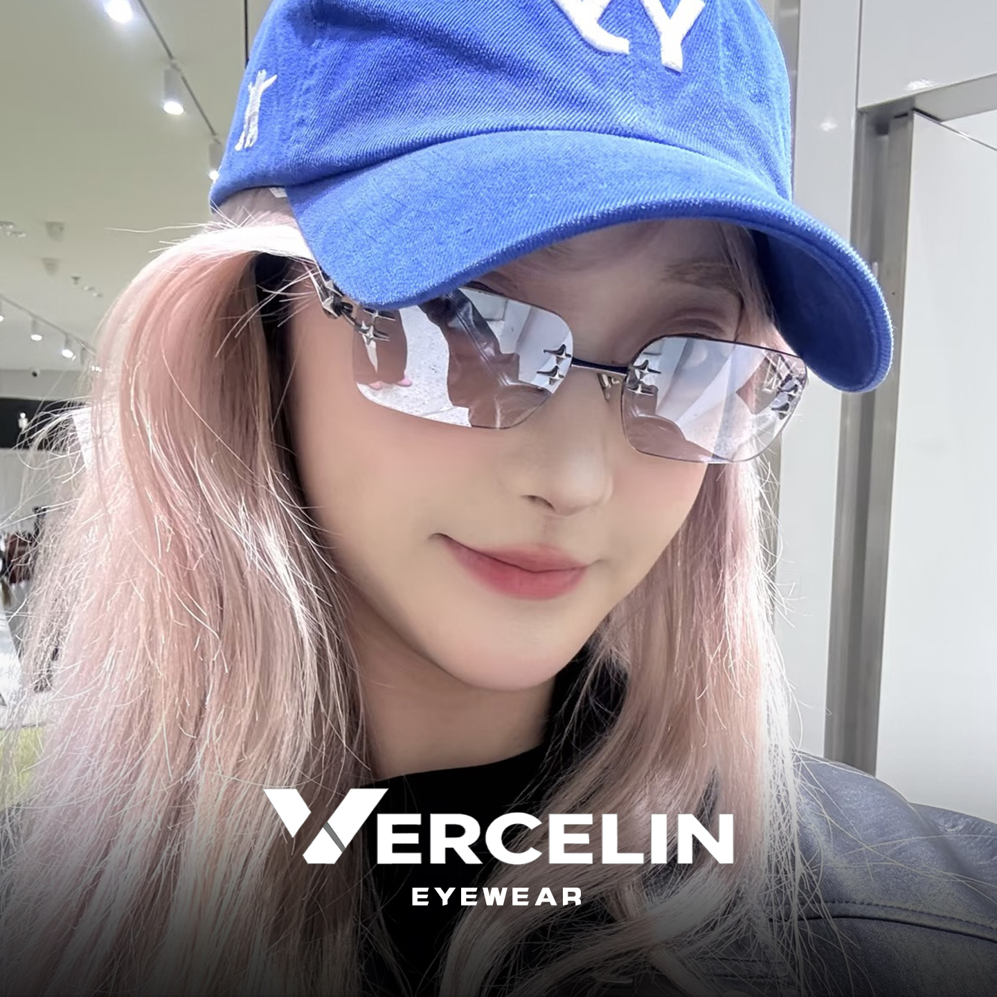 gm大牌墨镜女无边框防紫外线小脸