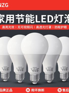 家用LED灯泡节能灯e27螺口超亮3W5W9W12W15W18瓦照明白光大灯球泡