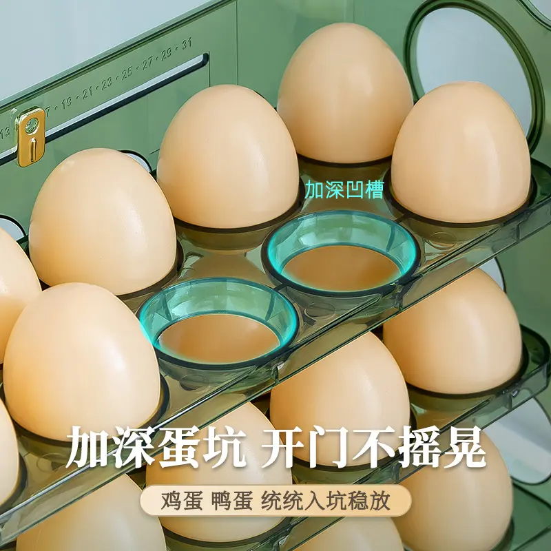 拿完自动翻转 加厚鸡蛋盒家用冰箱鸡蛋收纳盒三层鸡蛋托储藏盒
