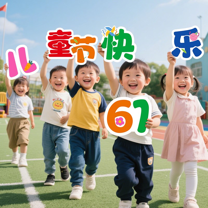 六一儿童节教室布置氛围装饰幼儿园小学主题活动拍照kt板手持举牌