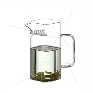 加厚玻璃公道杯绿茶泡茶器泡茶壶耐热方形月牙过滤茶漏一体分茶器