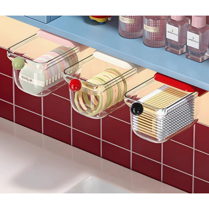 镜柜抽屉式收纳盒免打孔浴室棉签化妆棉收纳架首饰头绳发夹置物架,收纳整理,桌面收纳盒,淘宝优惠券,粉丝福利购,淘宝优惠卷