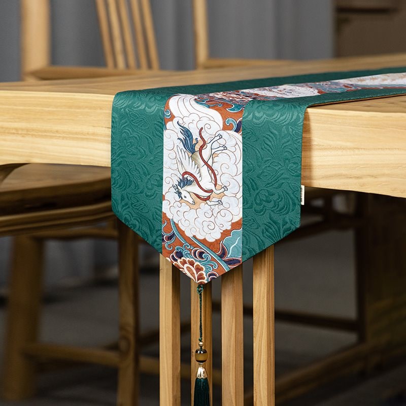 敦煌福兽中式桌旗茶席垫子高端茶桌垫布防水桌布茶几茶旗桌旗布