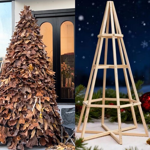 梧桐叶圣诞树木架定制酒店商场民宿景区圣诞美陈装饰布置道具架子