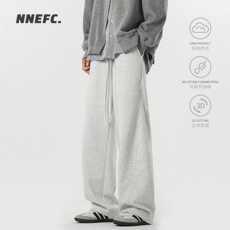 NNEFC美式复古白花灰弯刀卫裤男女春秋季潮牌宽松百搭直筒休闲裤,男装,卫裤,淘宝优惠券,粉丝福利购,淘宝优惠卷