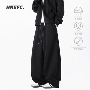宽松运动阔腿裤 新款 男女潮牌百搭休闲长裤 NNEFC重磅纯色弯刀卫裤